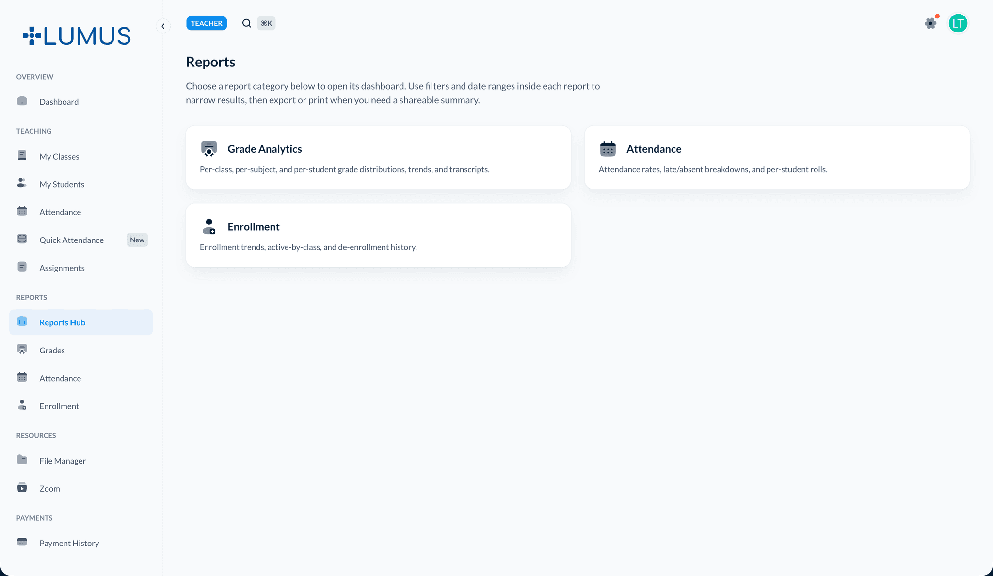 Reports Hub